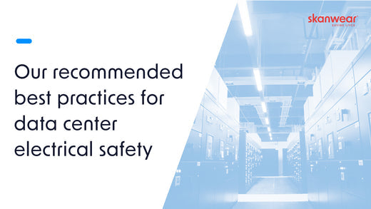 Title card which reads 'Our recommended best practices for data center electrical safety'. To the right is a blue and white image of a data center.