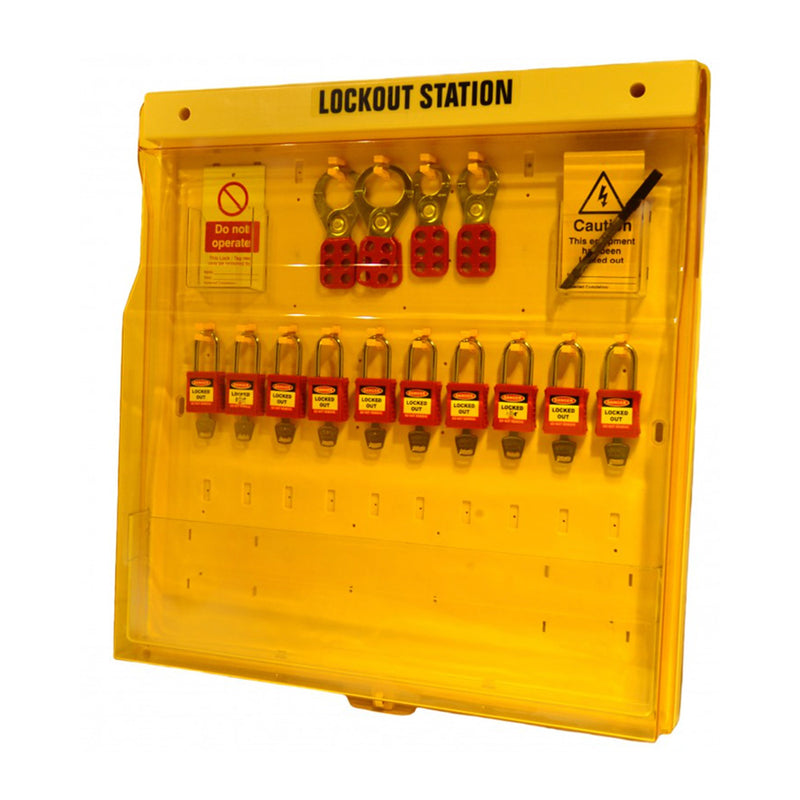 Lockout Board - Large 10 Station & Pocket with Cover
